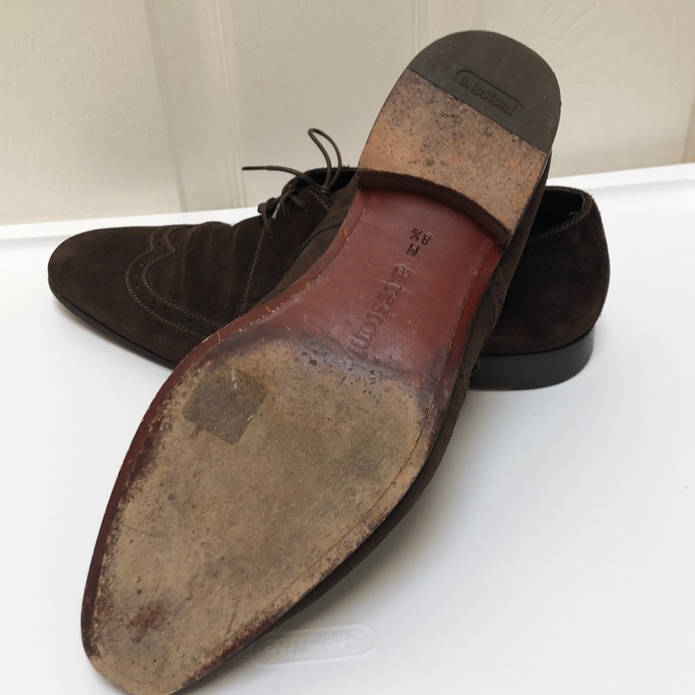 A. Testoni Basic Brown Suede Oxford Wingtip - image 6